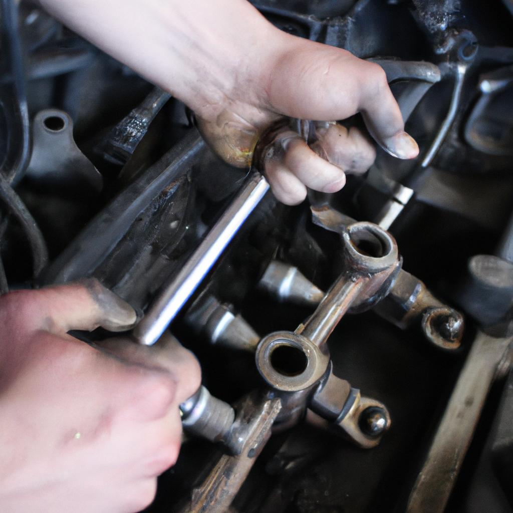 Person working on car transmission